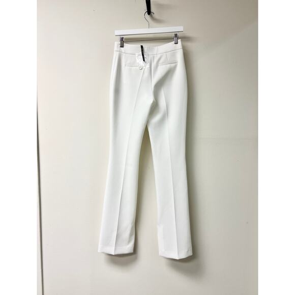 NWT Theo Daphne High-Waisted Side Slit Trouser Pants Ivory Women's Size Small - Picture 4 of 5